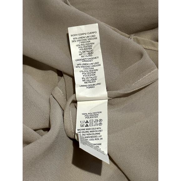 Lucky Brand Women's Sz Large V Neck Knit Metallic Champagne Sweater Ivory Lined - Picture 7 of 9